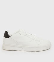 New Look White Lace Up Contrast Panel Trainers